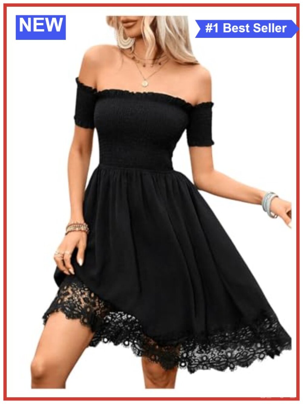 Off Shoulder Lace Trim A Line Short Dress Women Western Cowgirl
